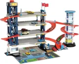 Dickie Toys Parkgarage Spielzeugset mit 2 Autos und 1 Hubschrauber