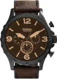 Fossil Nate Herrenuhr Edelstahl Chronograph Quarz JR1487 (Braun, Echtleder-Armband, 50 mm) – für 88,70 € inkl. Versand statt 112,65 €