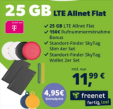 Telekom Allnet Flat mit 25 GB für 11,99 € monatlich + 2 Standort-Finder Sky Tag + 4 Standort-Finder Sky Tag Slim + 150€ Bonus bei RNM