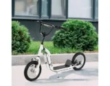 HOMCOM Tretroller/Kinder-Scooter 12 Zoll, Luftbereifung mit Handbremse, Farbe Weiß – für 69,99€ inkl. Versand statt 109,90€