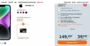 Logitel: Apple iPhone 14 + 20 € Amazon Gutschein + Vodafone Smart S 50 GB 5G für 39,99 € / Monat + 153,99 € einmalig