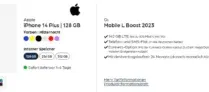 starmobile: iPhone 14 Plus + o2 Mobile L Boost 2023 mit 140 GB Datenvolumen für 47,99 € / Monat + 219,90 € einmalig