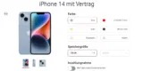 iPhone 14 + Vodafone GigaMobil M mit GigaKombi 50 GB Datenflat für 71,49 € / Monat + 1 € einmalig