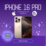 O2 Mobile Unlimited (mit 5G) +  iPhone 16 Pro für 49,99€ mtl. + 199€ einmalig