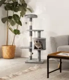 lionto Kratzbaum für Katzen (112 cm Katzenbaum mit Sisalseil & Plüsch)