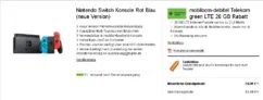 26GB LTE Telekom Allnet Flat für 24,99€/Monat + Nintendo Switch Konsole für 1€