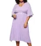 sheego Damen Sommer-Kleid mit plissiertem Rock (Gr. 46 bis 56 Große Größen Ausgeh-Kleid 135377 Lila) für 11,98 € inkl. Versand (statt 35,00 €)