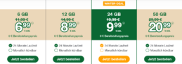 smartmobil.de SIM-Only Angebote: o2 LTE-Datenflat mit 6 GB für 6,99 € / 12 GB für 8,99 € / 24 GB für 9,99 € oder 50 GB für 20,99 € / Monat