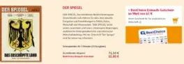 Schnupperabo für 3 Monate (13 Ausgaben) „Der Spiegel“ für 71,50 € +65,00 € BestChoice Gutschein als Prämie