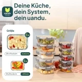 uandu Glasbehälter mit Deckel – Meal Prep Boxen Glas (10 Behälter + 10 Deckel)