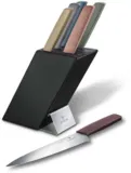Swiss Modern Messerblock, 6-teilig (Office-, Santoku-, Tranchier- und Brotmesser + Tranchiergabel)