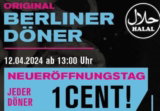 Lokal Dortmund: 𝐓𝐚𝐬𝐭𝐞-𝐨𝐟-𝐁🧸𝐑𝐋𝐈𝐍 Döner für 1 Cent 🎉🥙 am 12. April 2024 ab 13 Uhr